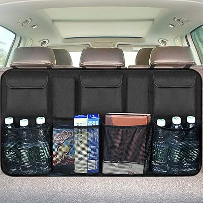 Car chest organizer, Suspended organizer of rear bench in Castwave Large capacity for car, truck, SUV, van, rear bench pockets (black).. Unlock endless possibilities with DIAYTAR NIGERIA's affordable marketplace and reliable delivery service.