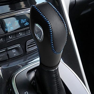 Ikars leather gear gear lever pommel compatible with Ford Focus Escape Fusion C-Max Energy Wagon, Transit and Fiesta 2012-2019 in black leather with blue stitchs-Black.. DIAYTAR Nigeria delivers happiness in 5–8 days, no matter what you buy.