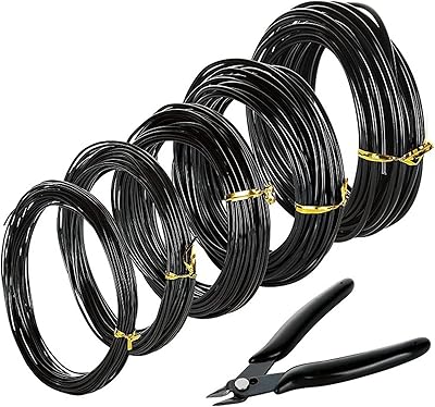 Jaffiust 5 Pieces + Bonsai wire scissors and tool kit for bonsai, total bonsai wire feet for interior bonzai trees, aluminum wire 1 mm, 1.5 mm, 2 mm, 3 mm, 4 mm.. DIAYTAR NIGERIA combines the largest product selection with affordable prices and reliable delivery.