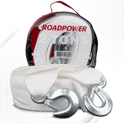 Towing strap for electric routing winch with hooks | Emergency towing rope for robust vehicle recovery 16 cm (2 tonnes, 5 m, white).. One platform, endless products — welcome to DIAYTAR Nigeria.