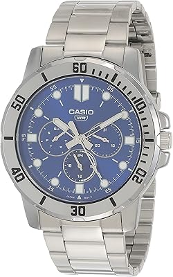 Multifunction watch for men in silver stainless steel MTP-VD300D-2eudf, silver, bracelet.. Your shopping dreams realized through DIAYTAR NIGERIA's affordable platform with reliable delivery times.