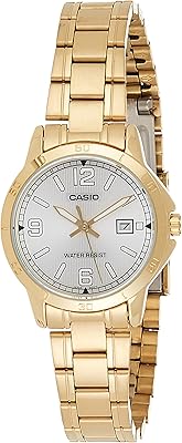 Dressed watch for women LTP-V004G-7B2, golden stainless steel, silver dial, date display, gold, bracelet.. Shop with ease at DIAYTAR NIGERIA, Nigeria's premier e-commerce platform offering budget-friendly shipping.