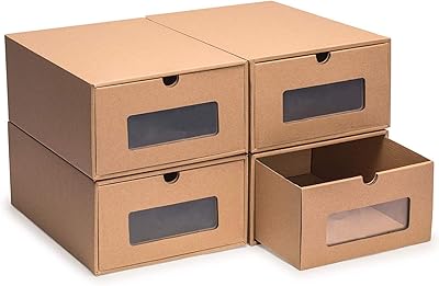 4 sets of cardboard shoe boxes, durable and breathable storage box, cardboard storage box with men and women drawer, 33 x 22 x 12 cm.. Shop from anywhere in Nigeria and receive your DIAYTAR purchases at affordable prices within a week.
