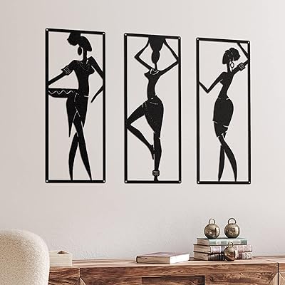 Threwin 3 Metal Wall Art Pieces For Black African Women, Black Metal Wall Decoration for Bedroom, Bathroom, Living Room, Home Wall Decoration 15.7 x 6 inches.. From big brands to everyday basics — DIAYTAR Nigeria has you covered.
