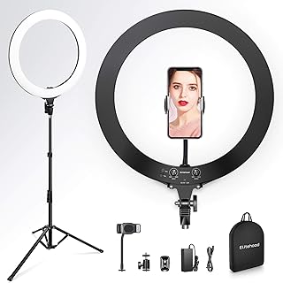 EliteHOOD 19 "/48 cm light ring with support and transport bag, LED light with variable intensity 45 W, professional light ring for camera, smartphone, youtube, tiktok, selfie.. Your complete e-commerce solution, DIAYTAR NIGERIA offers variety and value with nationwide shipping.