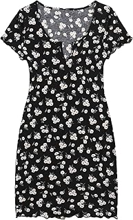 Shein pleated trapeze dress with short sleeves and licou collar for women.. DIAYTAR NIGERIA makes online shopping accessible to all with budget-friendly prices and reliable delivery.