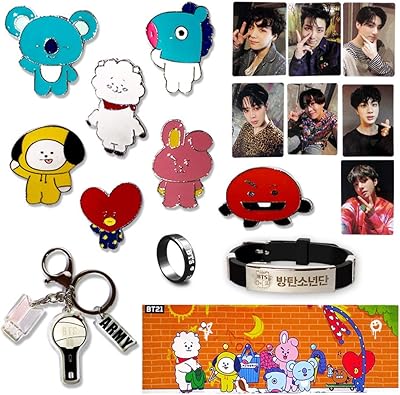 Fat BTS gift box, Metal pin BT21 MERCH, bracelet, ring, banner, LOMO card, keychain, blue, blue.. Shop with purpose at DIAYTAR NIGERIA and receive quality products at budget rates within 8 days.