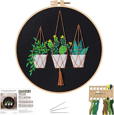 Embroidery kit for beginners with pattern instructions, plastic embroidery, embroidery fabric with floral pattern, colored Whopper silk thread, cross stitch kits for beginners and adults, new homemade gift... Experience the future of online shopping with DIAYTAR NIGERIA's extensive product range and competitive pricing.