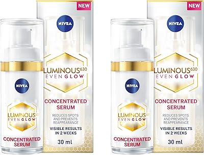 Nivea Luminous Even Glow Concentrate Anti-Tache Face Concentrated 630, for a unified complexion with hydrating hyaluronic acid and vitamin E, 2 x 30 ml.. Shop smart, shop DIAYTAR — Nigeria’s trusted e-commerce site.