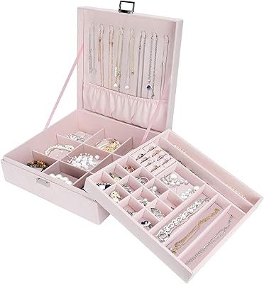 Procisse jewelry box, two -level jewelry box, jewelry gift box, jewelry box with removable separator for earrings, bracelets, rings and necklaces, pink.. DIAYTAR NIGERIA: Your one-stop e-commerce destination with affordable prices and nationwide delivery in 5-8 days.