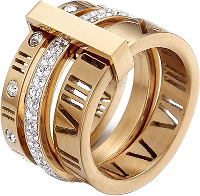 Women's stainless steel ring with Roman numerals and cubic zircons for engagement and wedding.. Transform your shopping experience with DIAYTAR NIGERIA's vast product selection delivered at unbeatable prices.