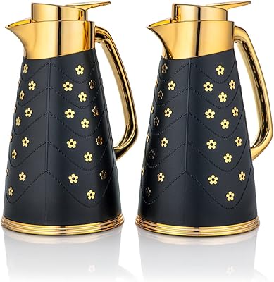Al-Marjan, 2 rooms, 1L + 1L, coffee bottle, tea isothermal bottle for long-term storage of heat/cold drinks. Black and gold... DIAYTAR NIGERIA revolutionizes online retail with our vast selection and cost-effective delivery options.