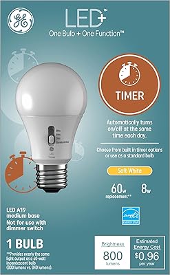 Ge LED Plus timer, automatic timer, soft white, medium base (1 package).. More than a store — DIAYTAR Nigeria is your shopping partner.