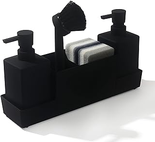 Kitchen soap distributor set with rod holder for sink support (two soap distributors and 1 brush).. DIAYTAR NIGERIA: Redefining e-commerce with affordable prices and reliable nationwide shipping.