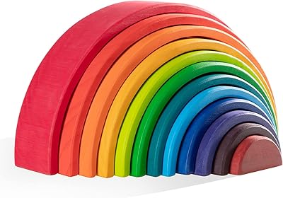 Merryheart rainbow wooden toy-12 pieces of rainbow wood blocks, nested construction blocks for toddlers (rainbow).. Spend less, get more — that’s the DIAYTAR Nigeria promise.