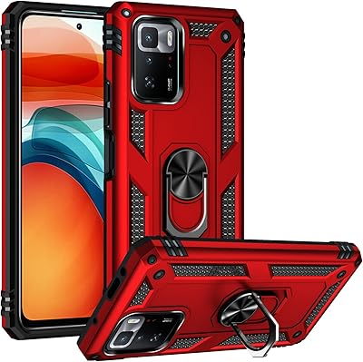 Rigid Silicone Antichochest Protection Shell with Support Ring for Xiaomi Poco X3 GT/Redmi Note 10 Pro 5G, Red.. Thousands of choices. Zero hassle. All thanks to DIAYTAR Nigeria.