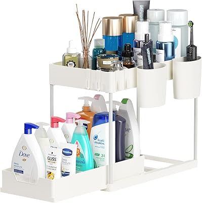 Organizers and storage under B-Wave sink, storage cabinet under two-level sink with hooks and baskets, versatile support under sink for bathroom, kitchen and laundry, 1 package, white.. Fast delivery is our promise — DIAYTAR Nigeria keeps it real.
