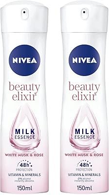 Deodorant Spray Beauty Elixir for Women, White and Rose musk scent, 2 x 150 ml of Nivea.. Discover more ways to save — every day on DIAYTAR Nigeria.