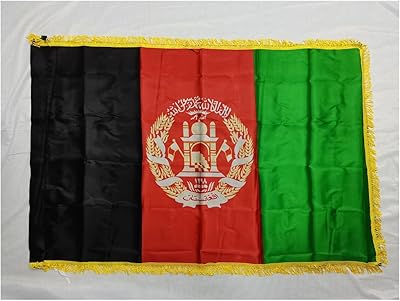 Storm flag Flags of Afghanistan Satin fringe 3x5 feet flag of shiny Afghanistan 90 cm x 150 cm polyester 70 g/m2 with golden bangs.. Discover shopping made effortless with DIAYTAR NIGERIA's comprehensive platform and quick shipping.