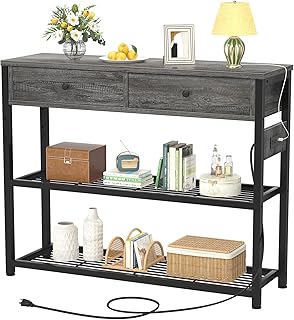 Eco Precio entrance table with USB ports and console table with 2 drawers, long and narrow sofa table with storage shelves for living room, sofa, corridor, fireplace, kitchen table, 32 inch, gray.. Shop smarter with Nigeria's premier e-commerce platform, featuring affordable products delivered nationwide.