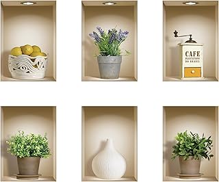 Set of 3D removable vinyl wall stickers The Nisha, 6 pieces, wall stickers in removable vinyl (light spots), green plants and kitchen supplies 6090.. Discover the joy of online shopping with DIAYTAR NIGERIA's budget-friendly prices and reliable shipping.