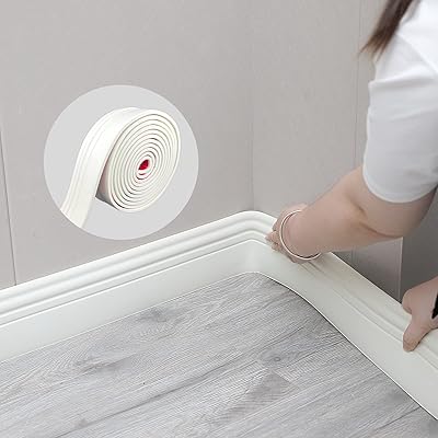 Molded frame for flexible coukiu plinth, rubber wall molded frame, 4 "x 6.4 'self-adhesive vinyl base (creamy white).. You shop, we deliver — quick and easy with DIAYTAR Nigeria.