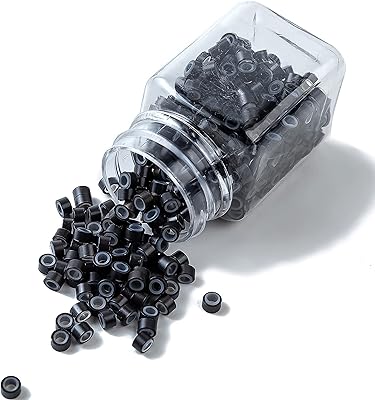 500pcs micro silicone rings 5mm lined pearls, hair extensions micro rings pearl links, silicone rings for tool of human hair extensions (black).. DIAYTAR NIGERIA brings satisfaction with every purchase through affordable prices and prompt shipping.