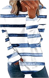 Round neck sweatshirts for women, colored stripes printed sweater, large -scale cleaned relaxed blouses on the side, long -sleeved shirts.. Shop with confidence on DIAYTAR Nigeria — quality products and timely delivery.