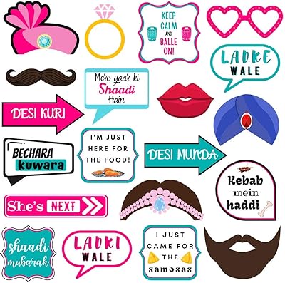 Brickley Bear Desi wedding photo accessories, 20 pieces, multicolored.. Experience the ease of digital shopping with DIAYTAR NIGERIA's affordable and diverse marketplace.