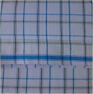 Indian dress in cotton lungi sarong mundu dhoti kaili for men, white base, assorted details.. DIAYTAR NIGERIA: Redefining online shopping with unbeatable prices and consistent delivery times.