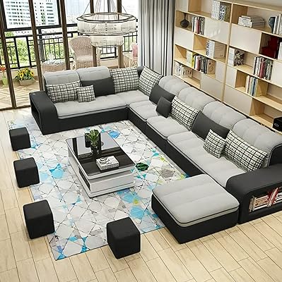 Set of modern and durable U -shaped sectional chairs for the living room (black + gray).. Experience the ease of modern shopping with DIAYTAR NIGERIA's vast selection and quick delivery service.