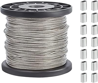 304 stainless steel metal cable, 1/16 metal cable of 328 feet in length with stainless steel sewing of 20 pieces and aluminum crimping sleeves of 50 pieces for light garlands, clothesline.. Why shop anywhere else? DIAYTAR Nigeria has it all and delivers fast.