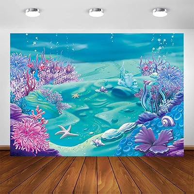 Comofoto Photography 8x6ft Photography Fund of Siren Dark Blue Submarine Sea Castle Sirène Style Bad for Baby Shower Birthday Birthday Party.. DIAYTAR NIGERIA: Your trusted marketplace that combines variety, affordability and reliable shipping.