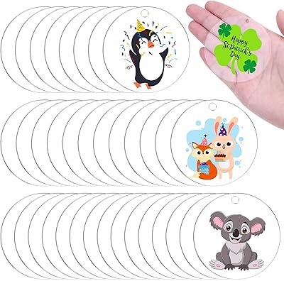 OPDAP acrylic keychain puppets, 30 transparent acrylic circle pieces with vinyl hole, DIY keychain and craft, acrylic, crystal project.. Your digital marketplace solution, DIAYTAR NIGERIA delivers quality and value within the week.