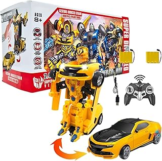 Kidwalla Yellow TRomenommented Car Proposed Car with two rechargeable batteries, black and yellow robot for boys, children's remote control car.. Shop with purpose and save with DIAYTAR NIGERIA's extensive platform and nationwide delivery service.