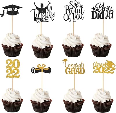 GIFFU 2022 Cupcake decorations for graduation, 80 pieces for diploma celebration, cake decorations, congratulations, locust, class 202, diploma, diploma cup (10 styles).. Shop with purpose at DIAYTAR NIGERIA and receive quality products at budget rates within 8 days.