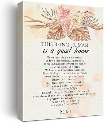 This human being is a house of guests poem flowers impression on canvas wall decoration each morning a joy a depression painting 12 x 15 canvas boxes box ready to hang.. Say goodbye to long wait times — DIAYTAR Nigeria ships in just 5–8 days!