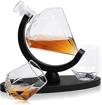 Goronb whiskey carafe with diamond men and women's glasses.. From office supplies to fashion — DIAYTAR Nigeria brings it fast.
