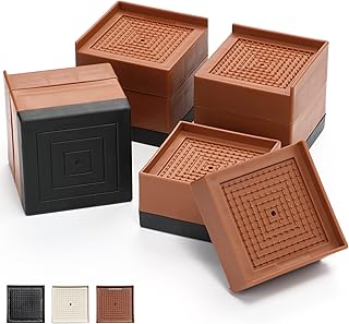Yoyojoy Bed Removers, furniture boosters, package of 4 stackable table restoints, 3 -inch adjustable and robust adjustable table foot, lifting support for beds, offices, sofas, tables and chairs (brown).. DIAYTAR NIGERIA: Where shopping is affordable, selection is vast, and delivery is always reliable.