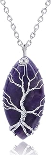Crystal hanging collar of ancient amethyst reiki, silver color, tree of life, precious violet stone, pendant in chakra crystal wrapped in wire, crystal, crystal, crystal.. E-commerce made for Nigeria — fast delivery and low prices at DIAYTAR.