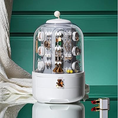 Bolasie jewelry organizer, large capacity rotary jewelry storage box, storage box for necklaces, bracelets, rings (white).. DIAYTAR NIGERIA: Making quality accessible to all Nigerians with affordable prices and quick delivery.