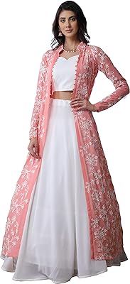 Divine International Trading Co Set of Wedding Dress For Women Georgette Lehenga Choli with Kuti (white, one size), white, one waist.. DIAYTAR NIGERIA brings the nation's largest product catalog to your doorstep at prices you'll appreciate.