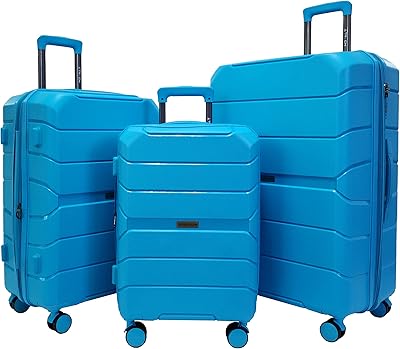 Set of rigid extensible luggage in ultra light polypropylene with casters, sky blue, set of 3 rooms.. Experience retail convenience with DIAYTAR NIGERIA's comprehensive platform and 5-8 day nationwide shipping.