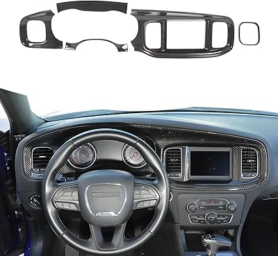 Linskip for attachment of central dashboard for Dodge Charge 2015-2020, ABS 5 pieces (carbon fiber style).. DIAYTAR NIGERIA brings the market to your fingertips with affordable prices and prompt delivery service.