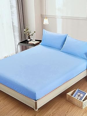 Turkish cotton double bed sheet Barda + 2 pillowcases - 180 x 200 cm (blue).. Experience the joy of discovery with DIAYTAR NIGERIA's vast catalog and nationwide affordable delivery.