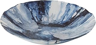 Decorative glass bowl with an abstract blue design 40 cm in diameter for the decoration of the house and the holidays by Anton Studio Designs.. E-commerce made for Nigeria — fast delivery and low prices at DIAYTAR.