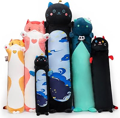 Long plush pillow chat miwaii kawaii, black cat in cute 28 -inch plush, toys in plush large blue star, gift for girlfriend.. Shop without boundaries at DIAYTAR NIGERIA, offering affordable products with convenient delivery times.
