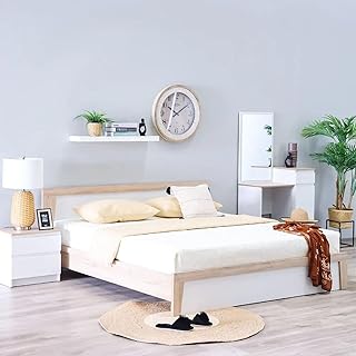 Danube Home bed set + wardrobe and chair | King size wardrobe and wardrobe (180 x 200 cm) | Set of double wooden bedroom furniture with modern and robust design | Comfortable bedroom set for bedroom - White/Sonoma oak.. DIAYTAR NIGERIA: Where affordable online shopping meets reliable delivery across Nigeria.