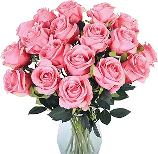 Loui Yu - Artificial roses 10 pieces - False silk roses with long stems for wedding party bouquets for decoration of the house and office - dark pink.. Shop from our extensive catalog at DIAYTAR NIGERIA and enjoy doorstep delivery in just 5-8 days.