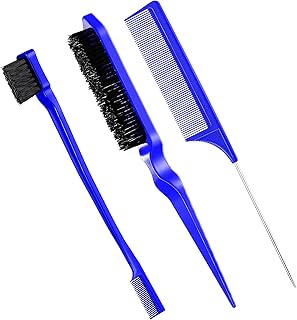 Jesraeli 3 pieces Set of soft hair brushes, hair brush with hair and comb on board, solid rat -tail comb for hair of women and children (dark blue).. DIAYTAR NIGERIA: Revolutionizing accessibility to quality products at budget-friendly prices across Nigeria.